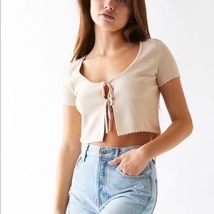 PacSun LaHearts Short Sleeve Seashell Cardigan in Sand - Never Worn